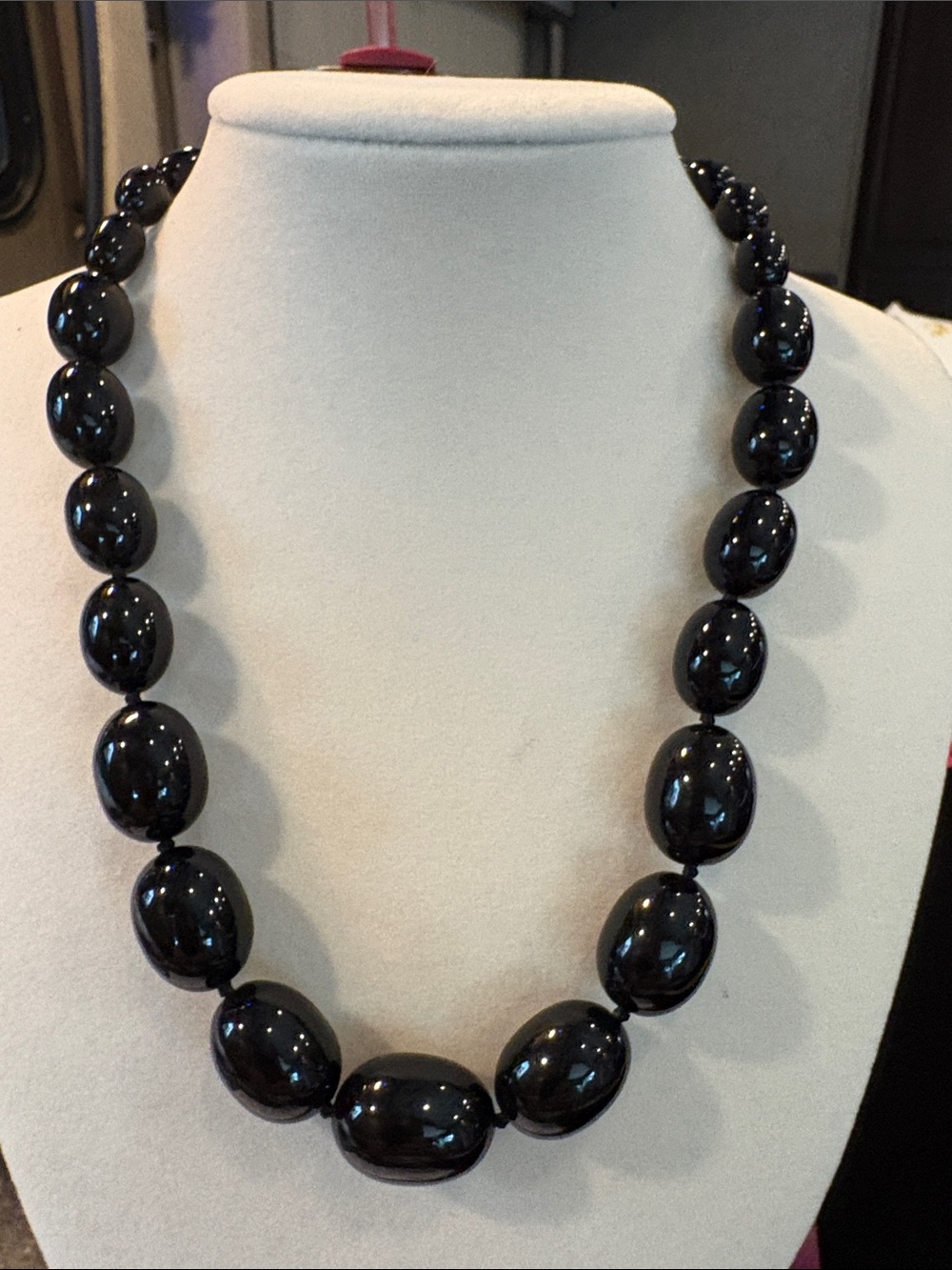 Black Beaded Oval Trifari
Necklace -